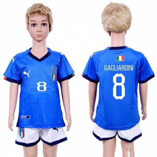 Italy #8 Gagliardini Home Kid Soccer Country Jersey