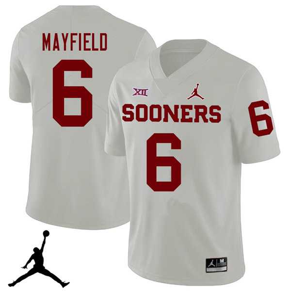 Jordan Brand Men's Oklahoma Sooners #6 Baker Mayfield 2018 College Football Jerseys NCAA White