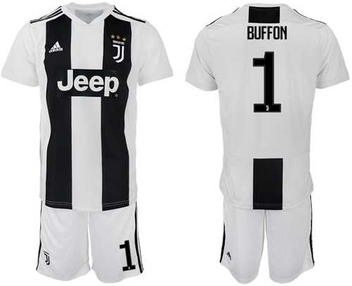 Juventus #1 Buffon Home Kid Soccer Club Jersey