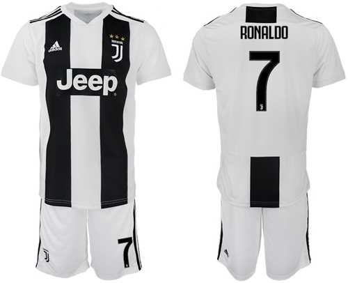 Juventus #7 Ronaldo Home Kid Soccer Club Jersey