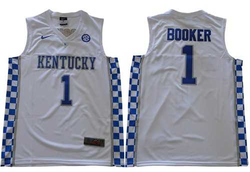 Kentucky Wildcats #1 Devin Booker White Basketball Elite Stitched NCAA Jersey