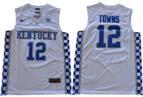 Kentucky Wildcats #12 Karl-Anthony Towns White Basketball Elite Stitched NCAA Jersey
