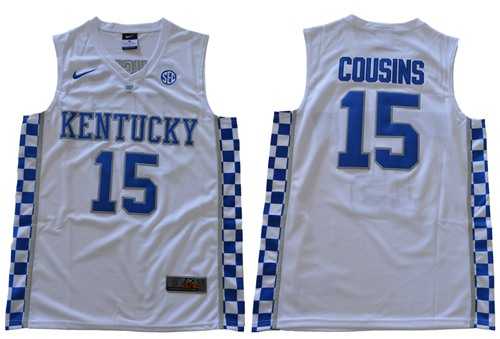 Kentucky Wildcats #15 DeMarcus Cousins White Basketball Elite Stitched NCAA Jersey
