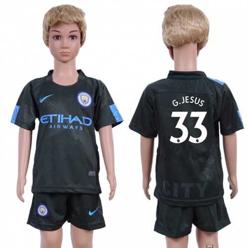Manchester City #33 G.Jesus Sec Away Kid Soccer Club Jersey