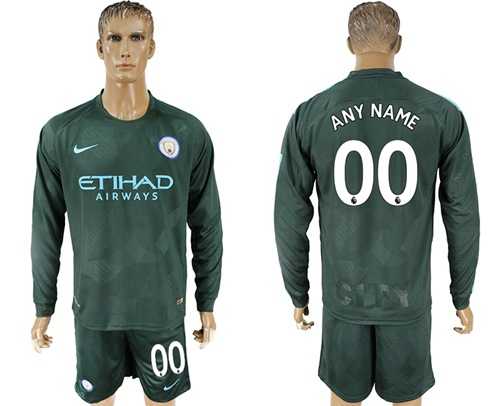 Manchester City Personalized Sec Away Long Sleeves Soccer Club Jersey