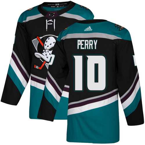 Men's Adidas Anaheim Ducks #10 Corey Perry Black Teal Alternate Authentic Stitched NHL Jersey