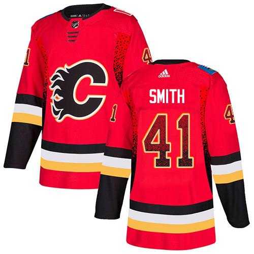 Men's Adidas Calgary Flames #41 Mike Smith Red Home Authentic Drift Fashion Stitched NHL Jersey