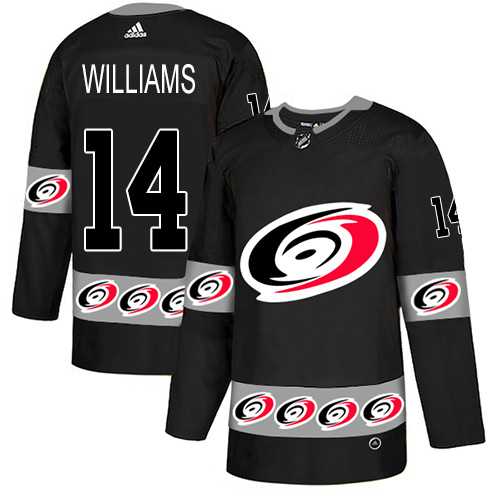 Men's Adidas Carolina Hurricanes #14 Justin Williams Black Authentic Team Logo Fashion Stitched NHL Jersey