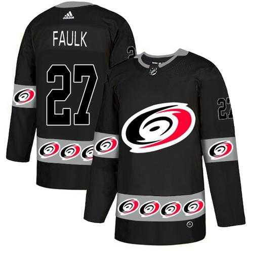 Men's Adidas Carolina Hurricanes #27 Justin Faulk Black Authentic Team Logo Fashion Stitched NHL Jersey