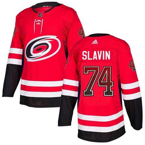 Men's Adidas Carolina Hurricanes #74 Jaccob Slavin Red Home Authentic Drift Fashion Stitched NHL Jersey