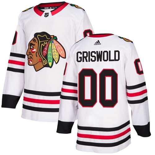 Men's Adidas Chicago Blackhawks #00 Clark Griswold White Road Authentic Stitched NHL