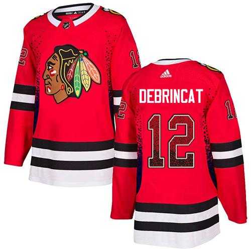 Men's Adidas Chicago Blackhawks #12 Alex DeBrincat Red Home Authentic Drift Fashion Stitched NHL Jersey