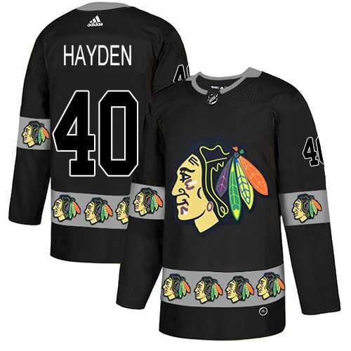 Men's Adidas Chicago Blackhawks #40 John Hayden Black Authentic Team Logo Fashion Stitched NHL Jersey
