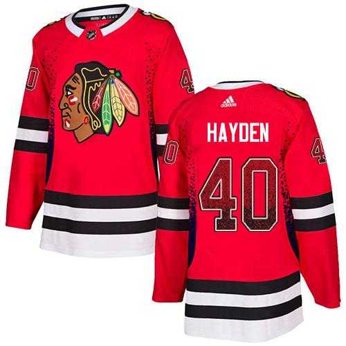Men's Adidas Chicago Blackhawks #40 John Hayden Red Home Authentic Drift Fashion Stitched NHL Jersey