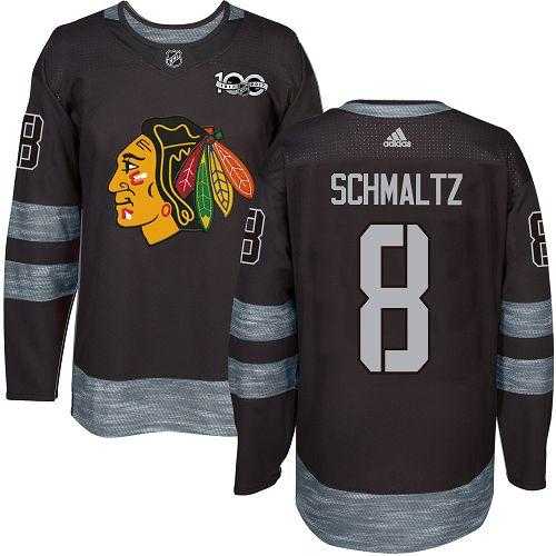 Men's Adidas Chicago Blackhawks #8 Nick Schmaltz Black 1917-2017 100th Anniversary Stitched NHL Jersey