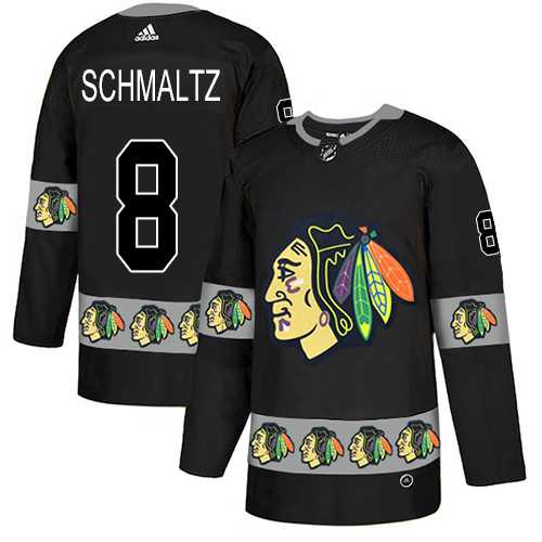 Men's Adidas Chicago Blackhawks #8 Nick Schmaltz Black Authentic Team Logo Fashion Stitched NHL Jersey