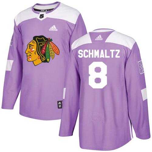 Men's Adidas Chicago Blackhawks #8 Nick Schmaltz Purple Authentic Fights Cancer Stitched NHL Jersey