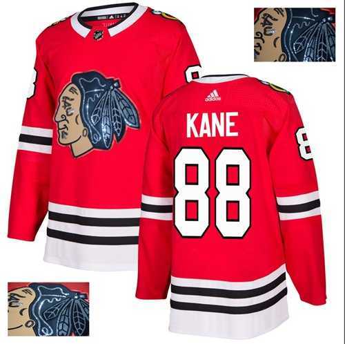 Men's Adidas Chicago Blackhawks #88 Patrick Kane Red Home Authentic Fashion Gold Stitched NHL