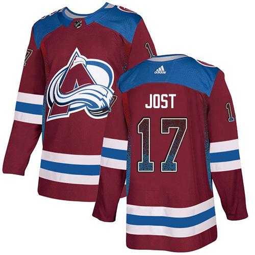 Men's Adidas Colorado Avalanche #17 Tyson Jost Burgundy Home Authentic Drift Fashion Stitched NHL Jersey