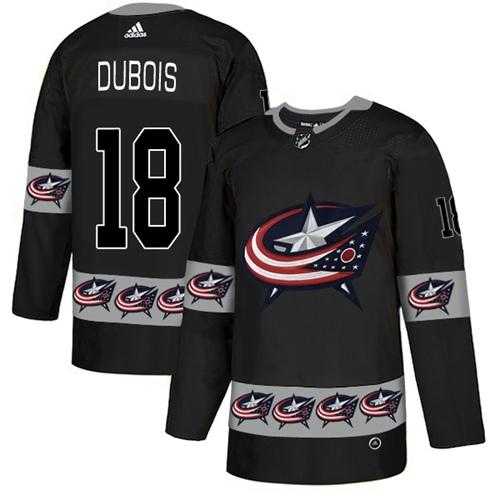 Men's Adidas Columbus Blue Jackets #18 Pierre-Luc Dubois Black Authentic Team Logo Fashion Stitched NHL Jersey