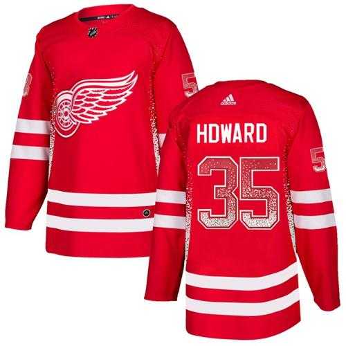 Men's Adidas Detroit Red Wings #35 Jimmy Howard Red Home Authentic Drift Fashion Stitched NHL Jersey