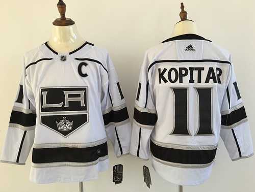 Men's Adidas Los Angeles Kings #11 Anze Kopitar White Road Authentic Stitched NHL