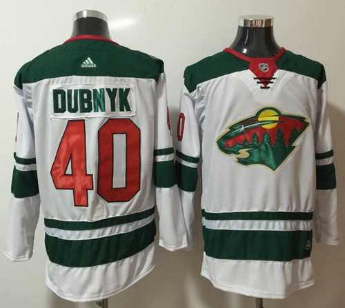 Men's Adidas Minnesota Wild #40 Devan Dubnyk White Road Authentic Stitched NHL