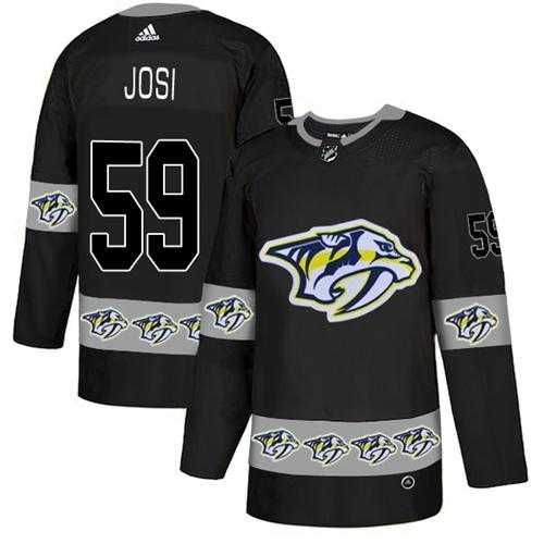 Men's Adidas Nashville Predators #59 Roman Josi Black Authentic Team Logo Fashion Stitched NHL Jersey