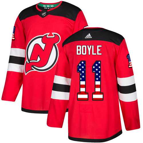 Men's Adidas New Jersey Devils #11 Brian Boyle Red Home Authentic USA Flag Stitched NHL
