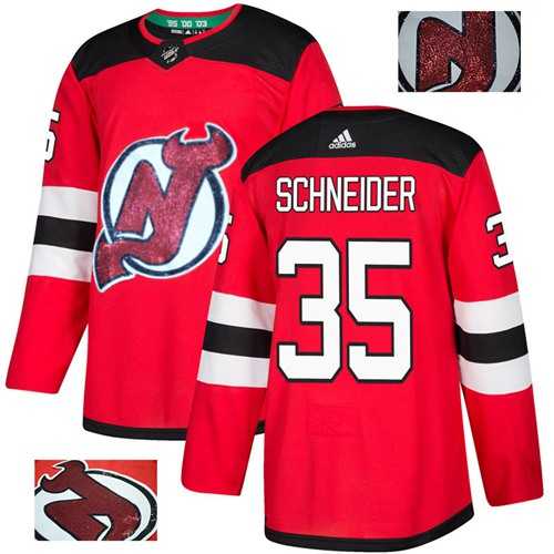 Men's Adidas New Jersey Devils #35 Cory Schneider Red Home Authentic Fashion Gold Stitched NHL