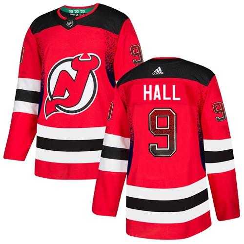 Men's Adidas New Jersey Devils #9 Taylor Hall Red Home Authentic Drift Fashion Stitched NHL Jersey