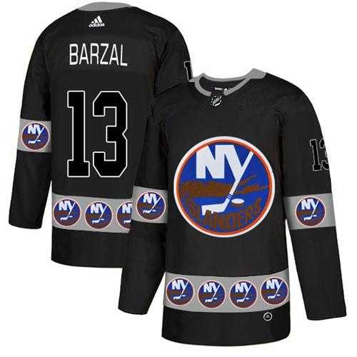 Men's Adidas New York Islanders #13 Mathew Barzal Black Authentic Team Logo Fashion Stitched NHL Jersey
