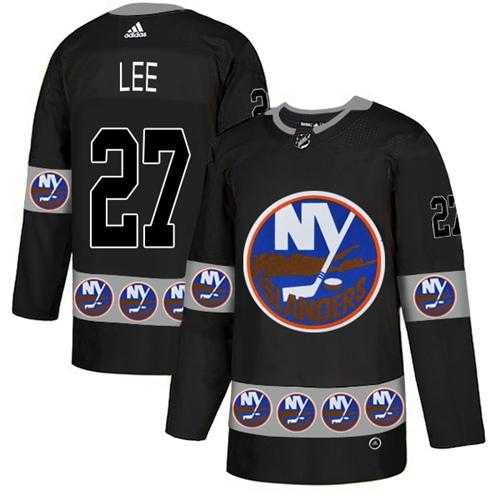 Men's Adidas New York Islanders #27 Anders Lee Black Authentic Team Logo Fashion Stitched NHL Jersey