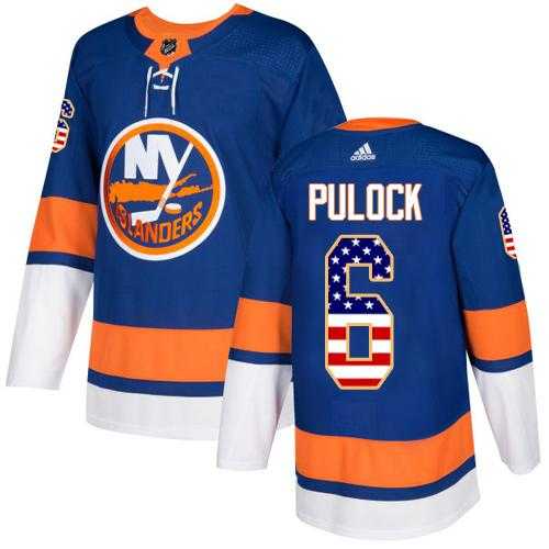 Men's Adidas New York Islanders #6 Ryan Pulock Royal Blue Home Authentic USA Flag Stitched NHL Jersey