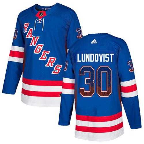 Men's Adidas New York Rangers #30 Henrik Lundqvist Royal Blue Home Authentic Drift Fashion Stitched NHL Jersey
