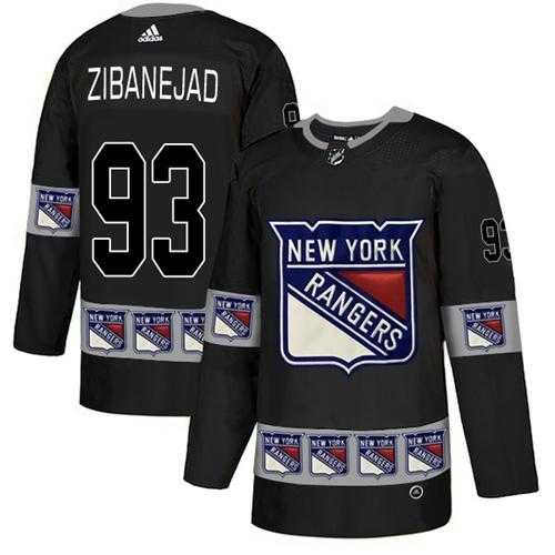 Men's Adidas New York Rangers #93 Mika Zibanejad Black Authentic Team Logo Fashion Stitched NHL Jersey