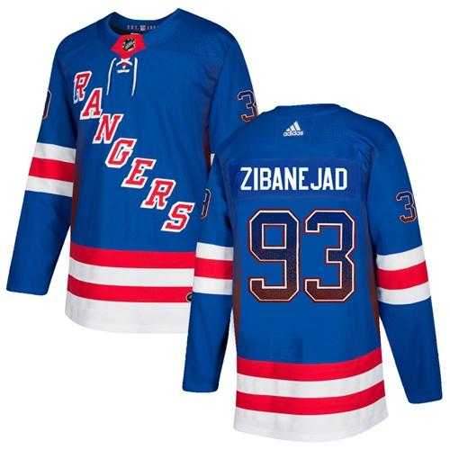 Men's Adidas New York Rangers #93 Mika Zibanejad Royal Blue Home Authentic Drift Fashion Stitched NHL Jersey