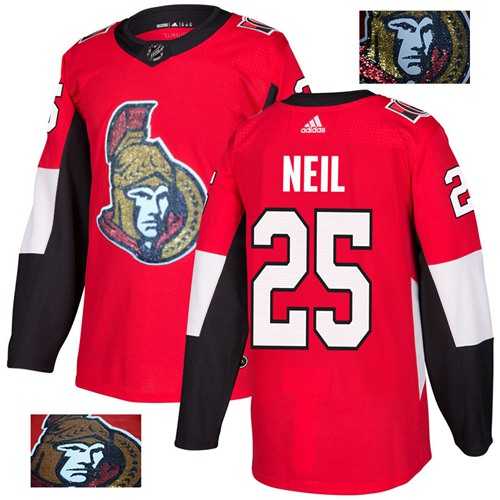 Men's Adidas Ottawa Senators #25 Chris Neil Red Home Authentic Fashion Gold Stitched NHL