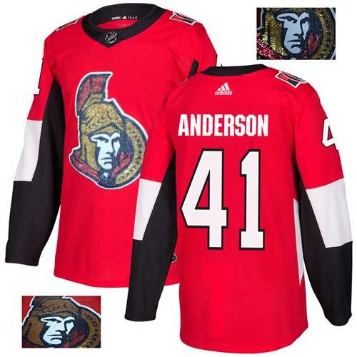 Men's Adidas Ottawa Senators #41 Craig Anderson Red Home Authentic Fashion Gold Stitched NHL