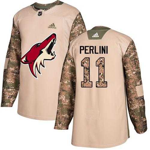 Men's Adidas Phoenix Coyotes #11 Brendan Perlini Camo Authentic 2017 Veterans Day Stitched NHL Jersey