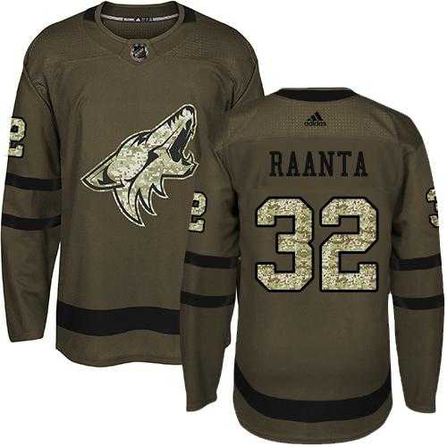 Men's Adidas Phoenix Coyotes #32 Antti Raanta Green Salute to Service Stitched NHL Jersey