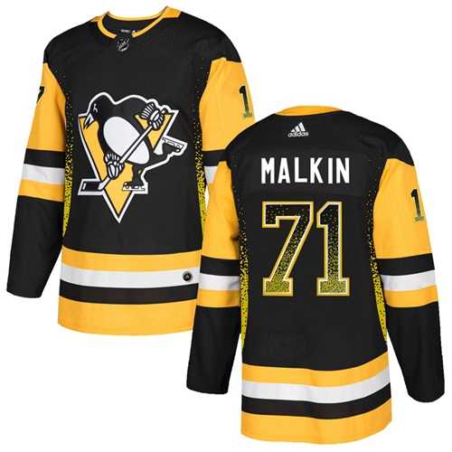 Men's Adidas Pittsburgh Penguins #71 Evgeni Malkin Black Home Authentic Drift Fashion Stitched NHL Jersey