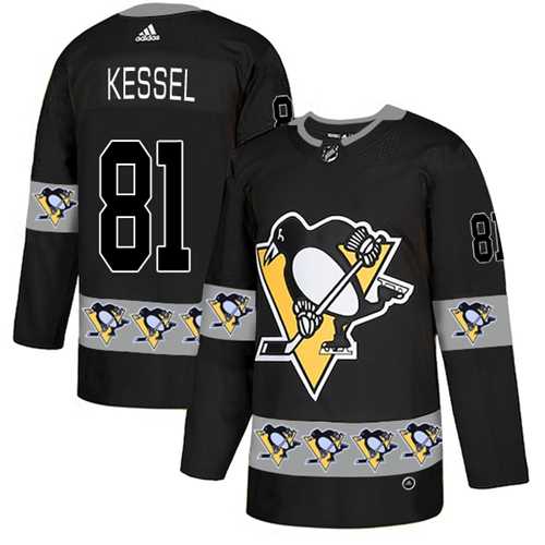 Men's Adidas Pittsburgh Penguins #81 Phil Kessel Black Authentic Team Logo Fashion Stitched NHL Jersey