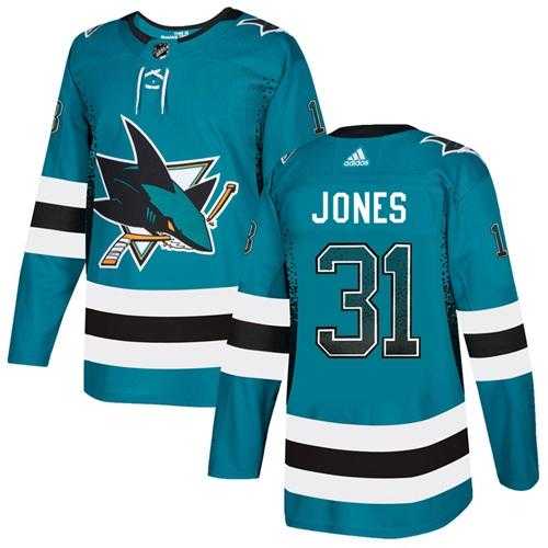 Men's Adidas San Jose Sharks #31 Martin Jones Teal Home Authentic Drift Fashion Stitched NHL Jersey