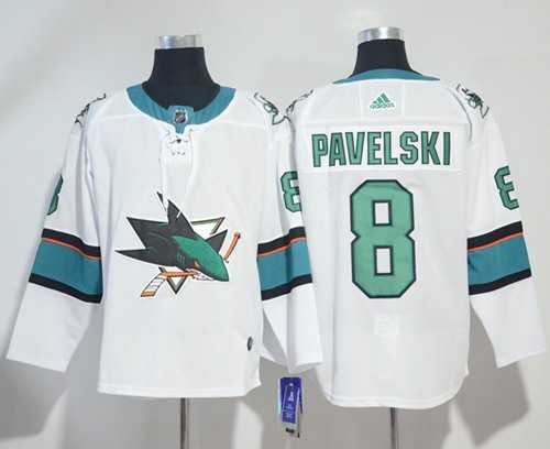 Men's Adidas San Jose Sharks #8 Joe Pavelski White Road Authentic Stitched NHL