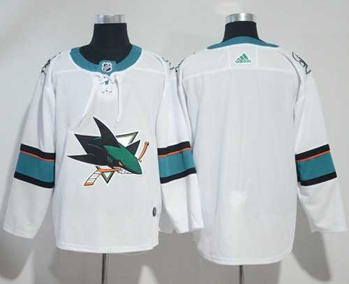 Men's Adidas San Jose Sharks Blank White Road Authentic Stitched NHL