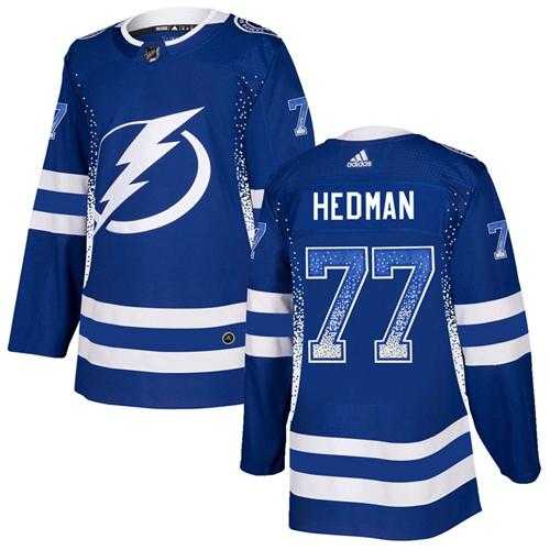 Men's Adidas Tampa Bay Lightning #77 Victor Hedman Blue Home Authentic Drift Fashion Stitched NHL Jersey