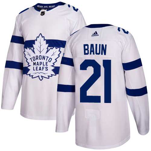 Men's Adidas Toronto Maple Leafs #21 Bobby Baun White Authentic 2018 Stadium Series Stitched NHL Jersey