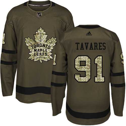 Men's Adidas Toronto Maple Leafs #91 John Tavares Green Salute to Service Stitched NHL Jersey