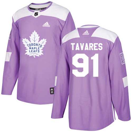 Men's Adidas Toronto Maple Leafs #91 John Tavares Purple Authentic Fights Cancer Stitched NHL Jersey